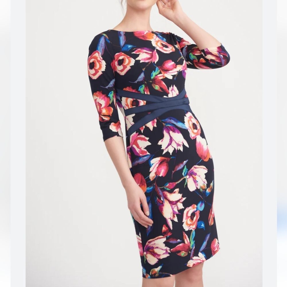 Joseph Ribkoff Floral Midnight Dress Size 10